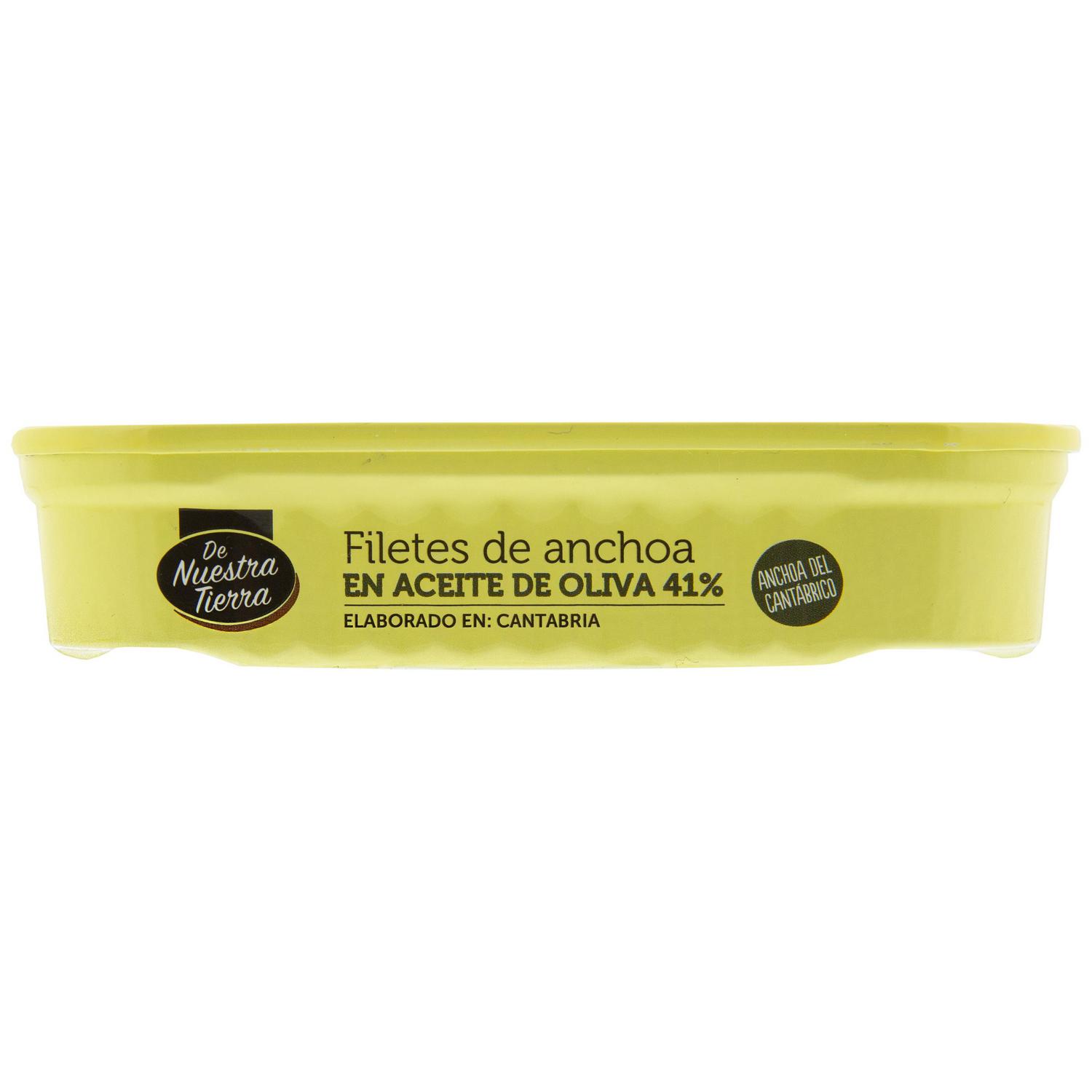 Filetes de anchoa del Cantábrico en aceite de oliva De Nuestra Tierra 53 g.