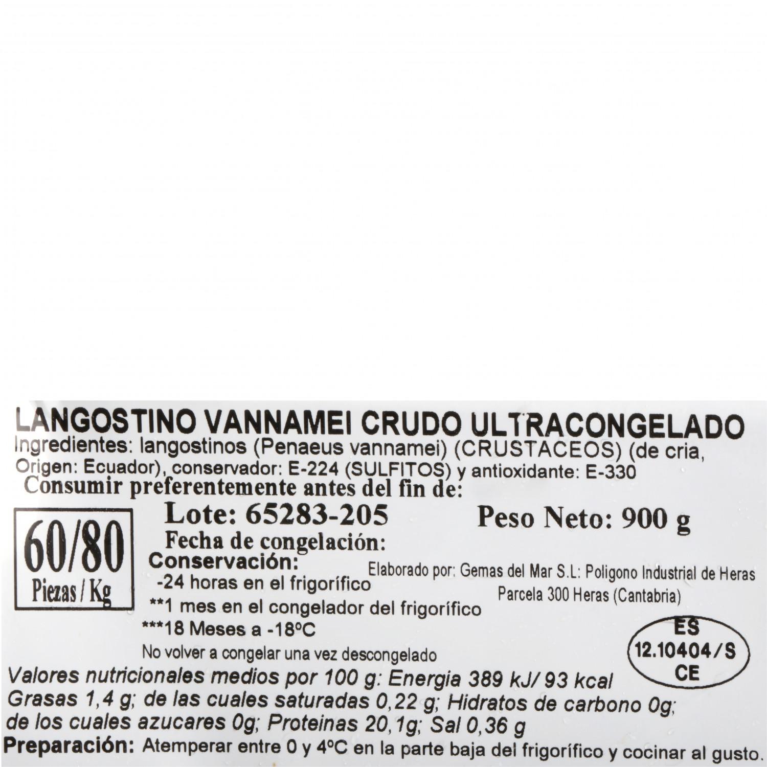 Langostino crudo congelado Pescatrade 1 kg