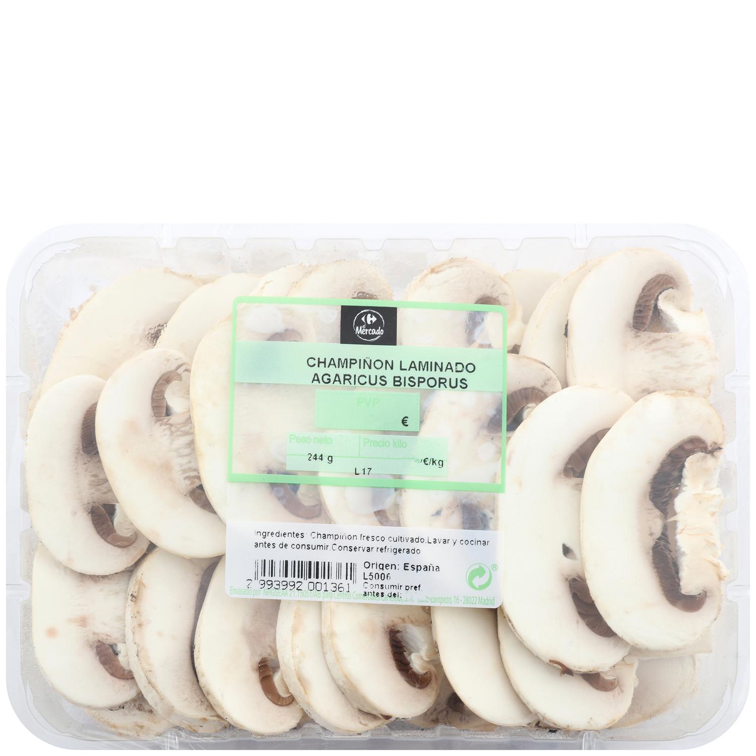 Champiñon laminado Carrefour bandeja de 400 g aprox