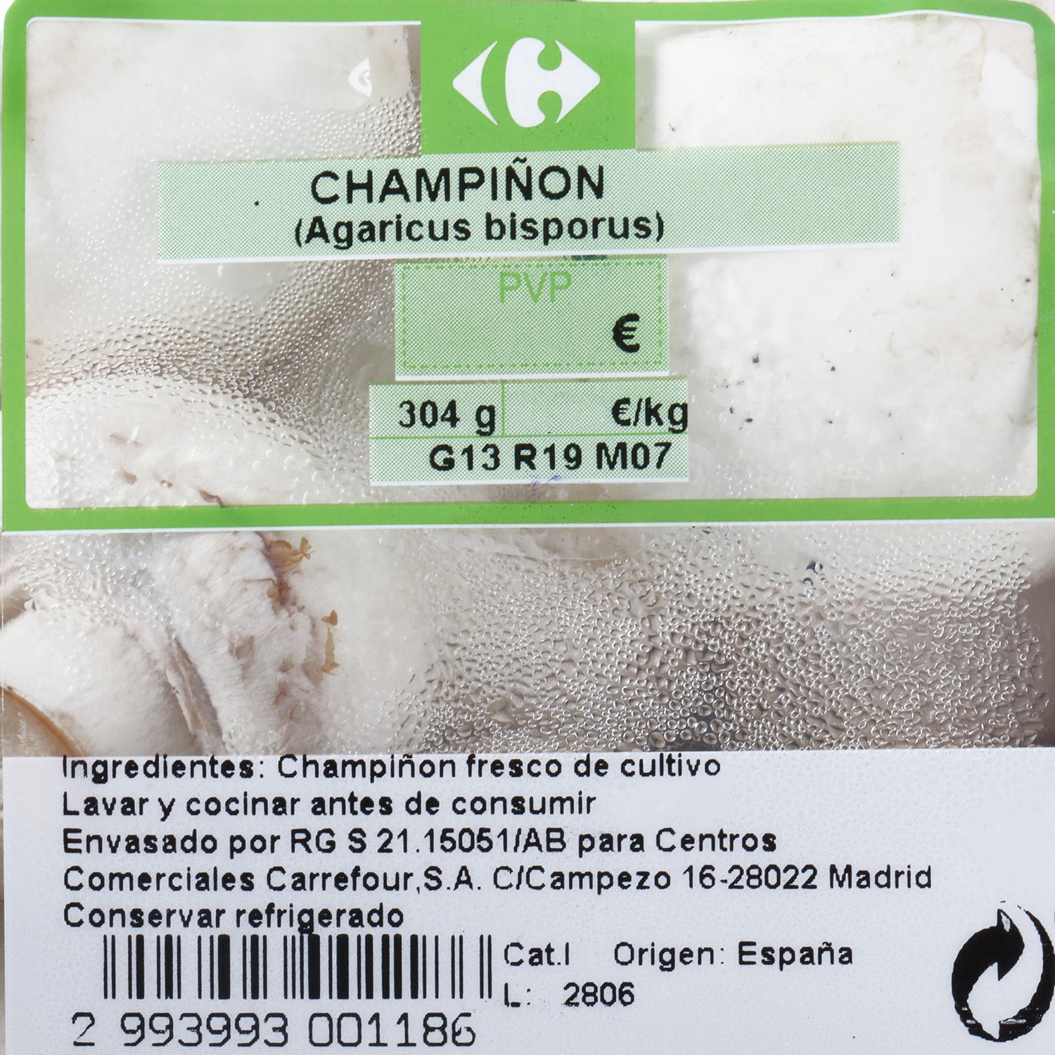 Champiñon pie cortado Carrefour 200 g aprox