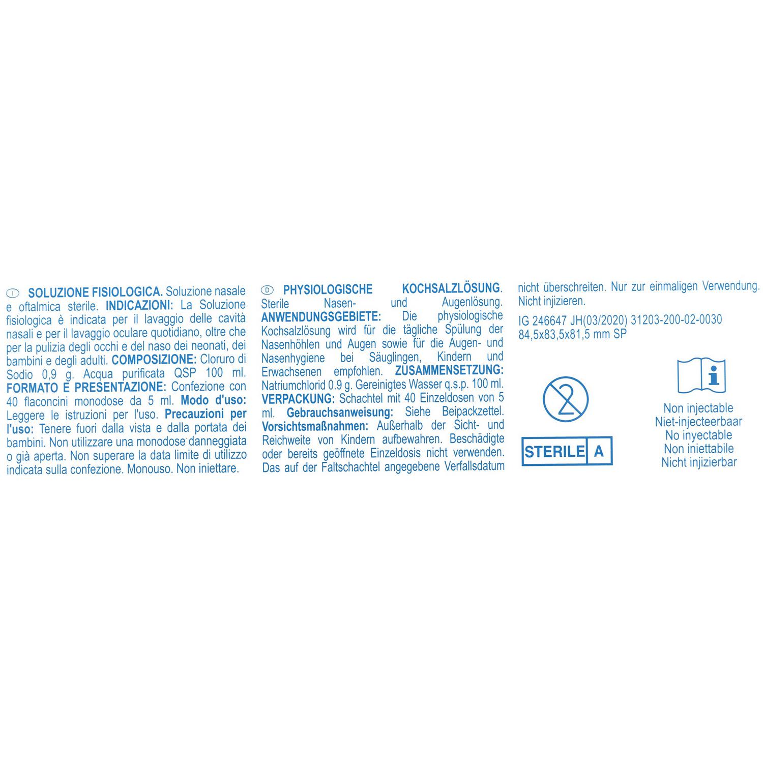 Suero fisiológico My Carrefour Baby pack de 40 unidades de 5 ml.