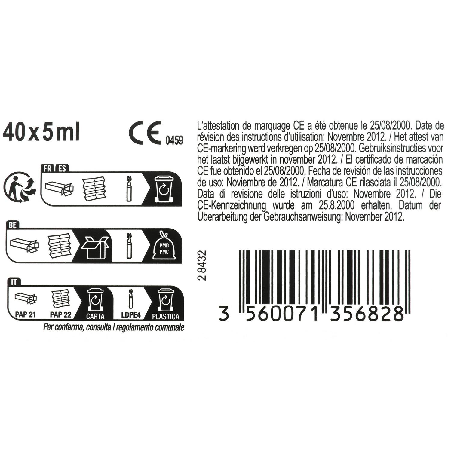 Suero fisiológico My Carrefour Baby pack de 40 unidades de 5 ml.