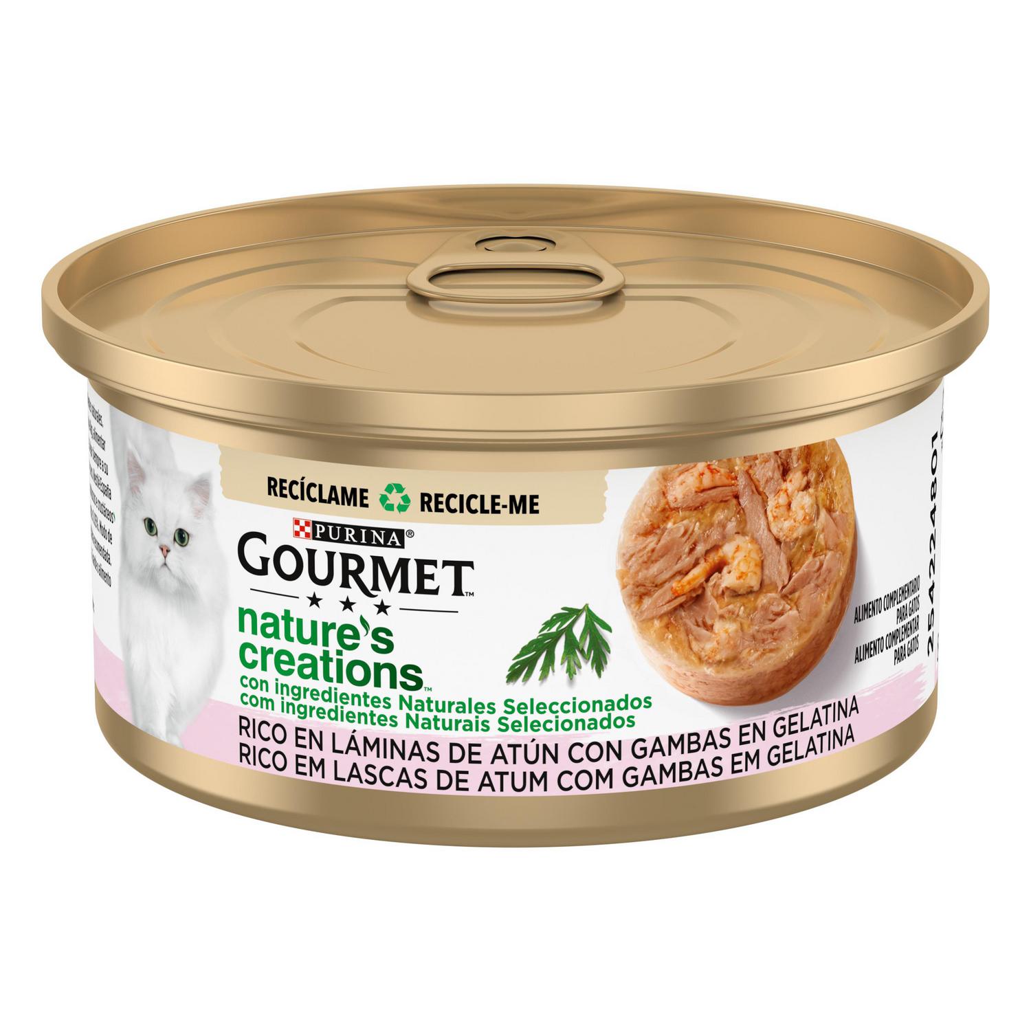 Comida húmeda en gelatina de atún y gambas para gatos Purina Gourmet Nature's Creations 70 g.