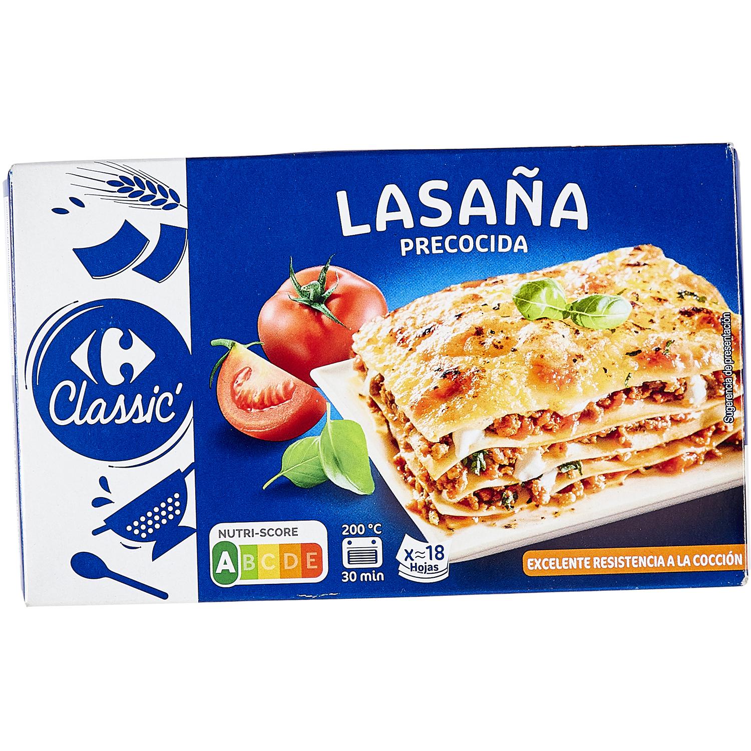 Placas para lasaña precocidas Carrefour Classic 250 g.