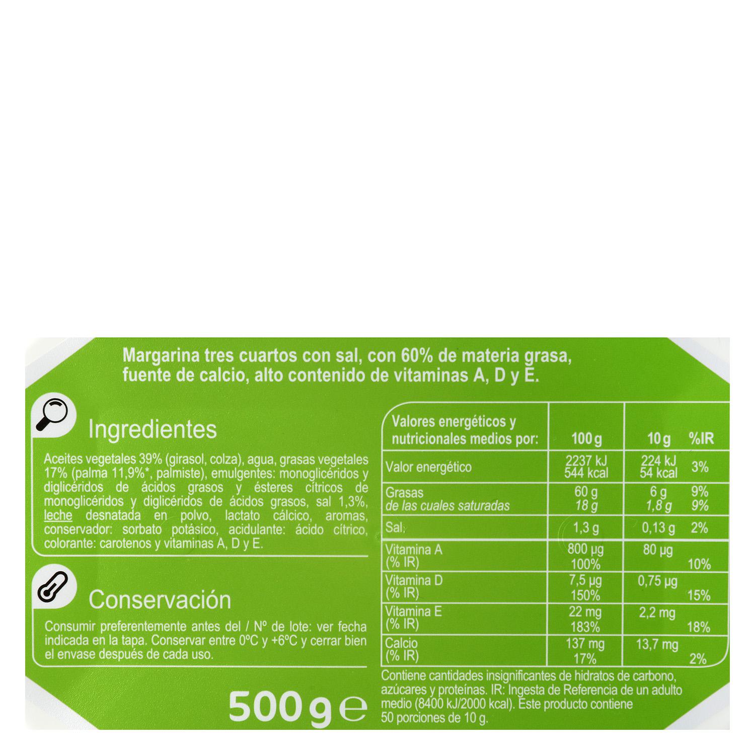 Margarina con sal Carrefour 500 g.