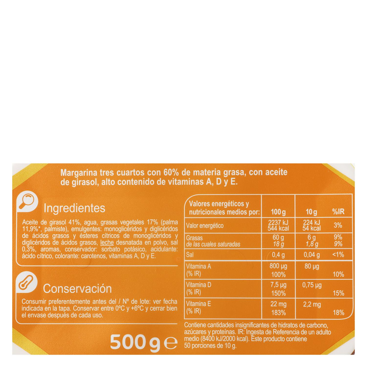 Margarina con girasol Carrefour 500 g.