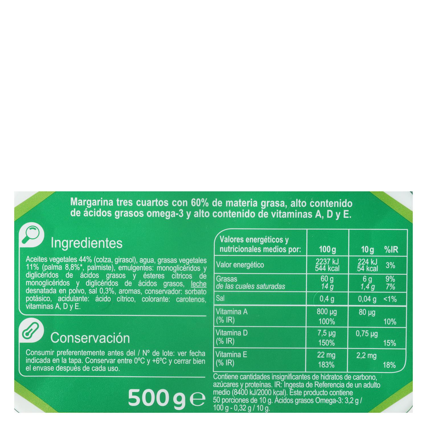 Margarina con Omega 3 Carrefour 500 g.