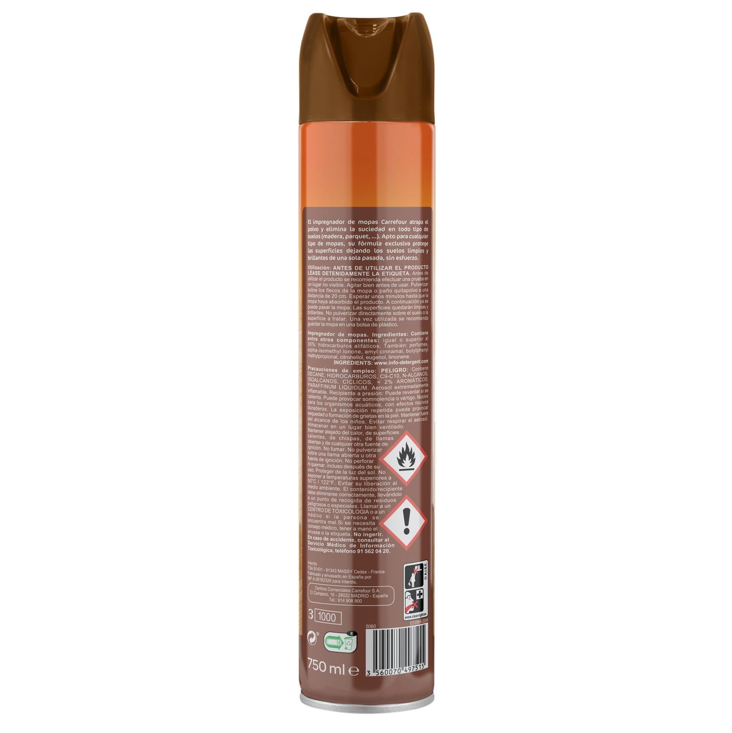 Impregnador mopas spray Carrefour Expert 750 ml.