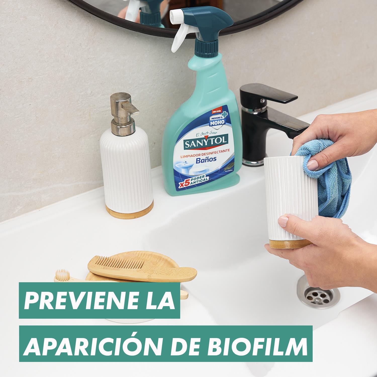 Limpiador desinfectante baños poder antical sin lejía Sanytol 750 ml.