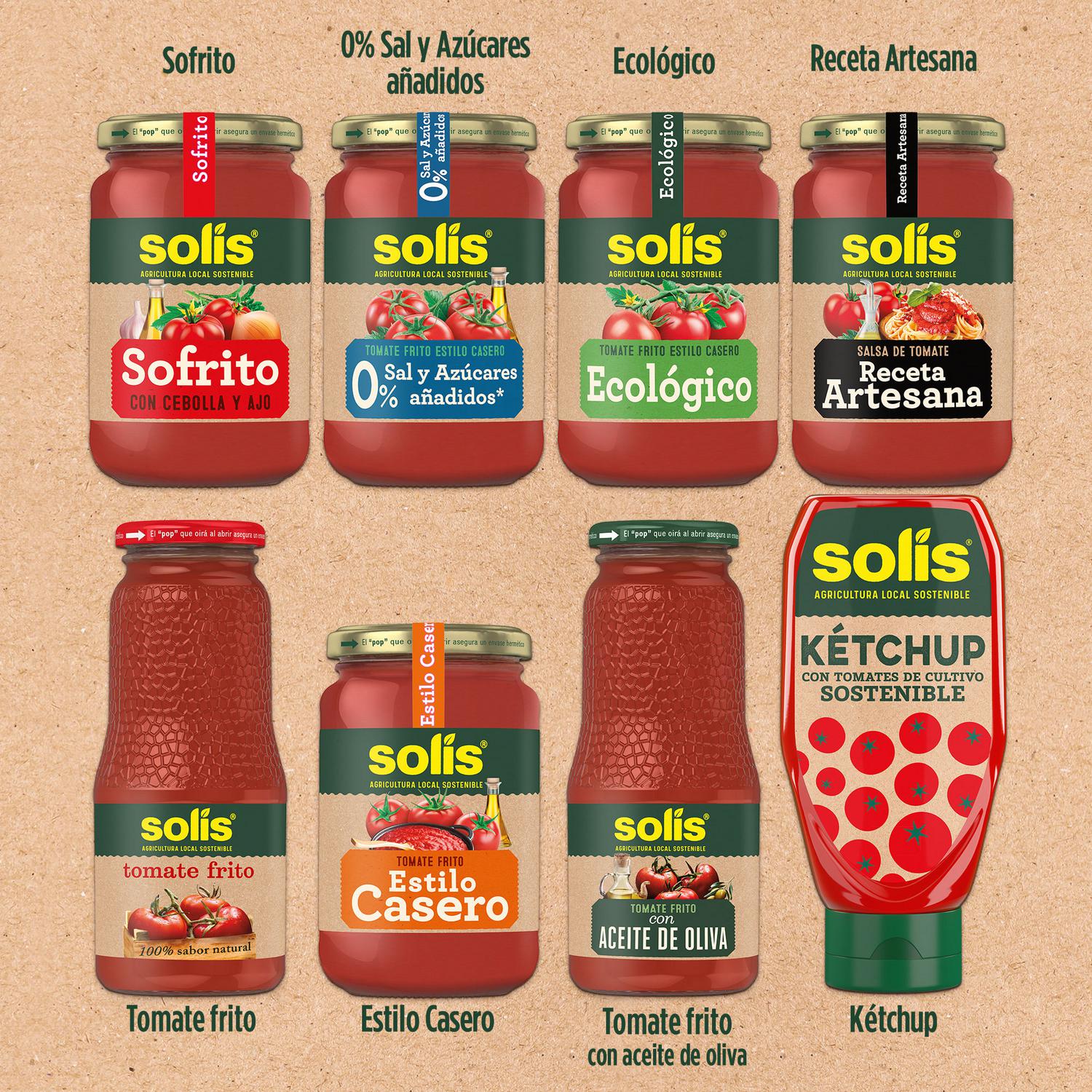 Tomate frito Solís sin gluten pack 2 tarros de 460 g.