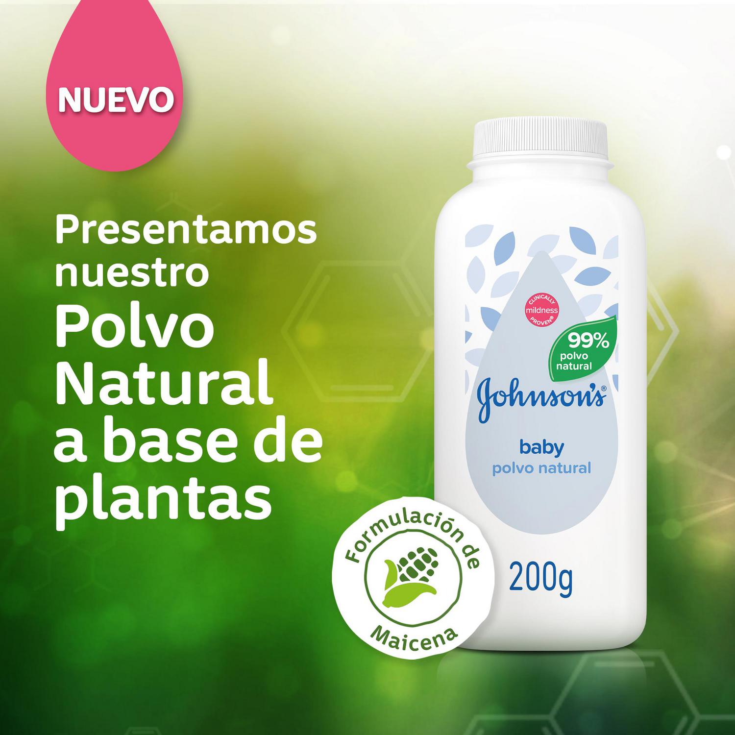 Polvos de talco suave bebé piel sensible natural hipoalergénico Johnson's Baby 200 g.