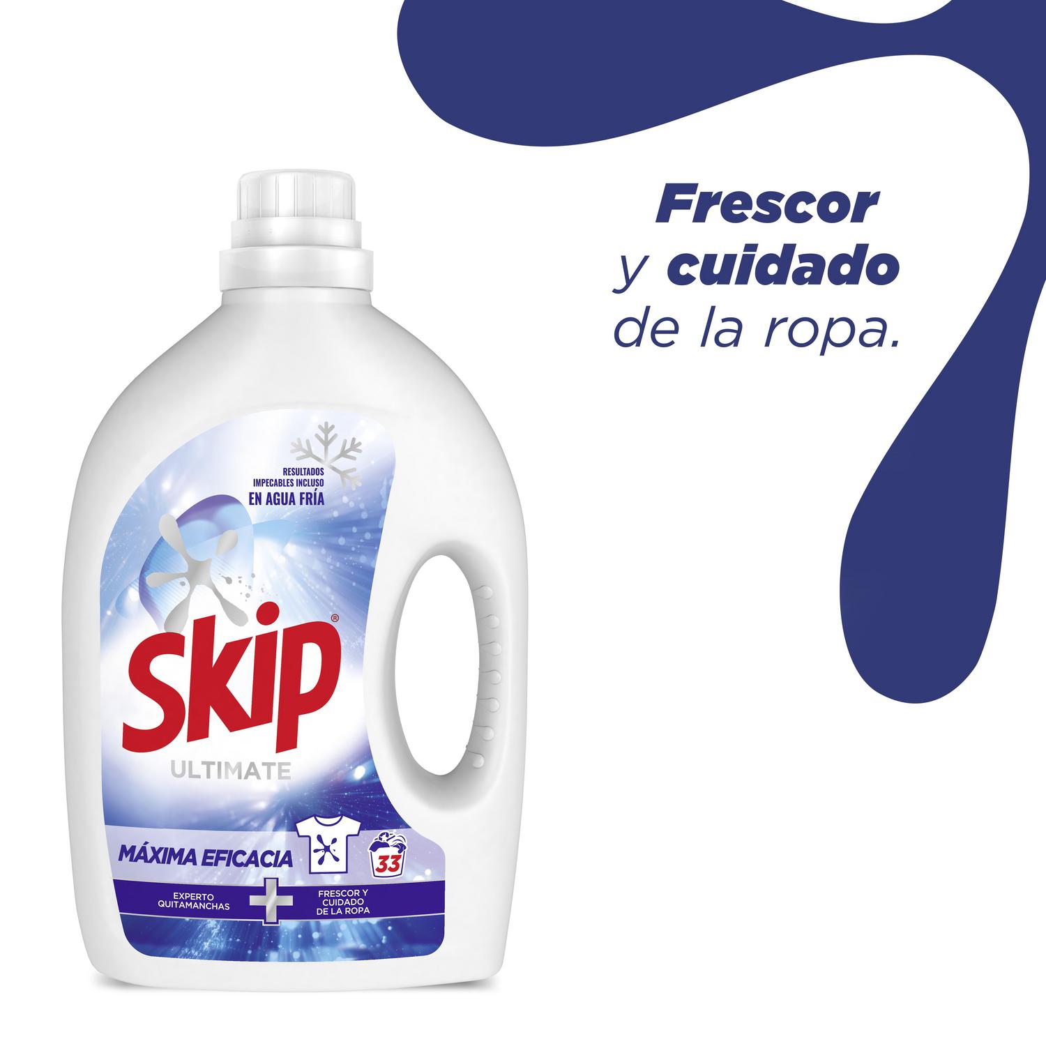 Detergente líquido máxima eficacia Skip 33 lavados.