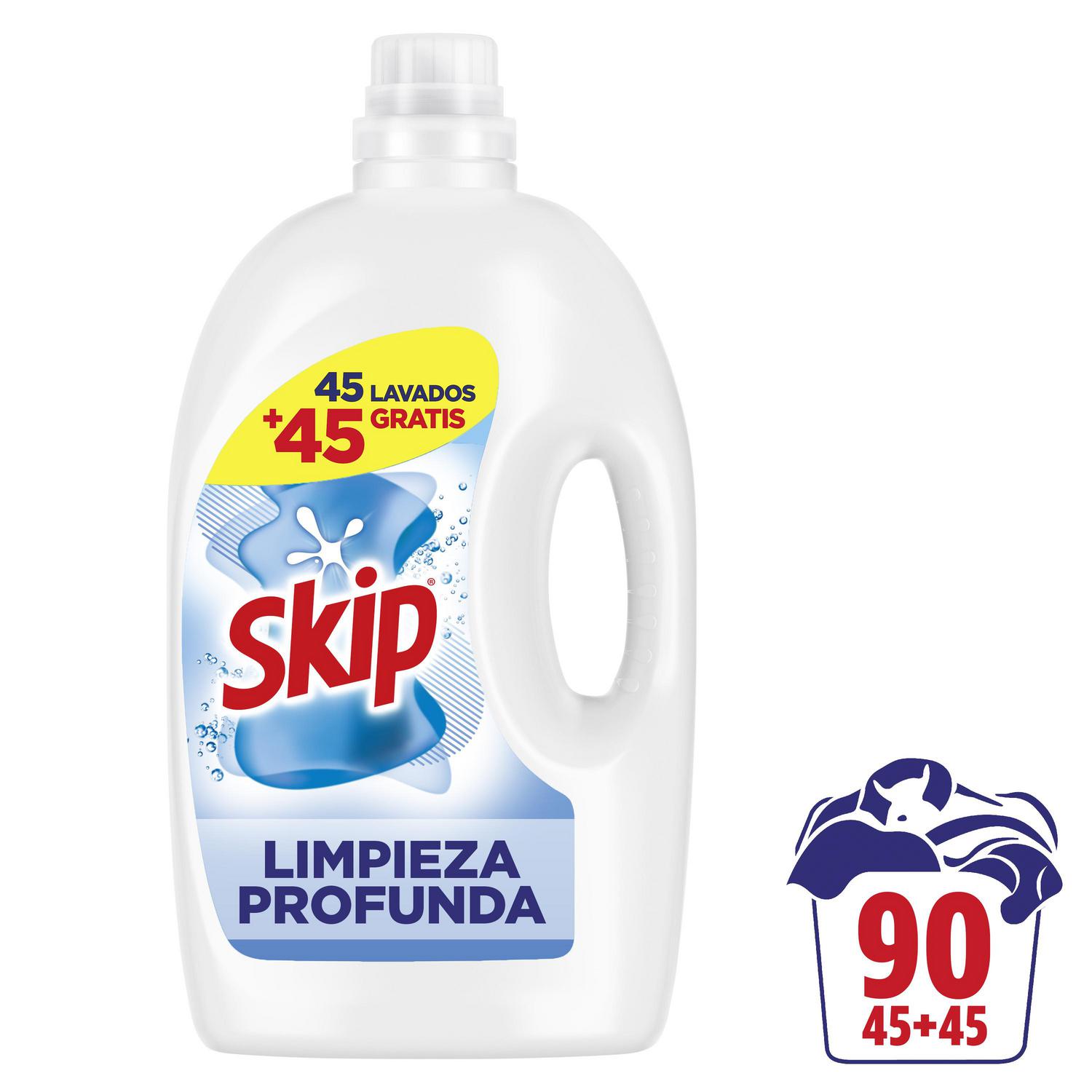 Detergente líquido limpieza profunda Skip 45 lavados.