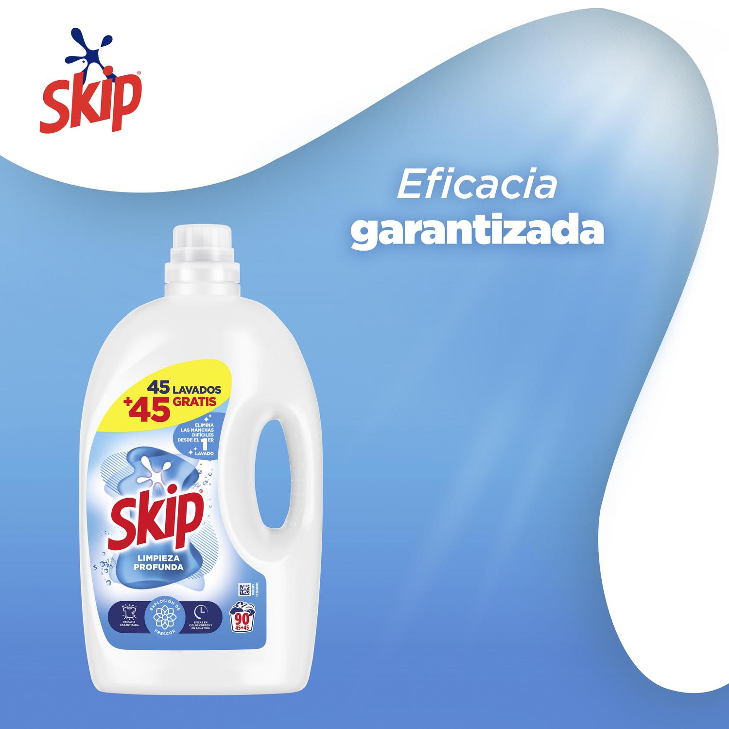 Detergente líquido limpieza profunda Skip 45 lavados.