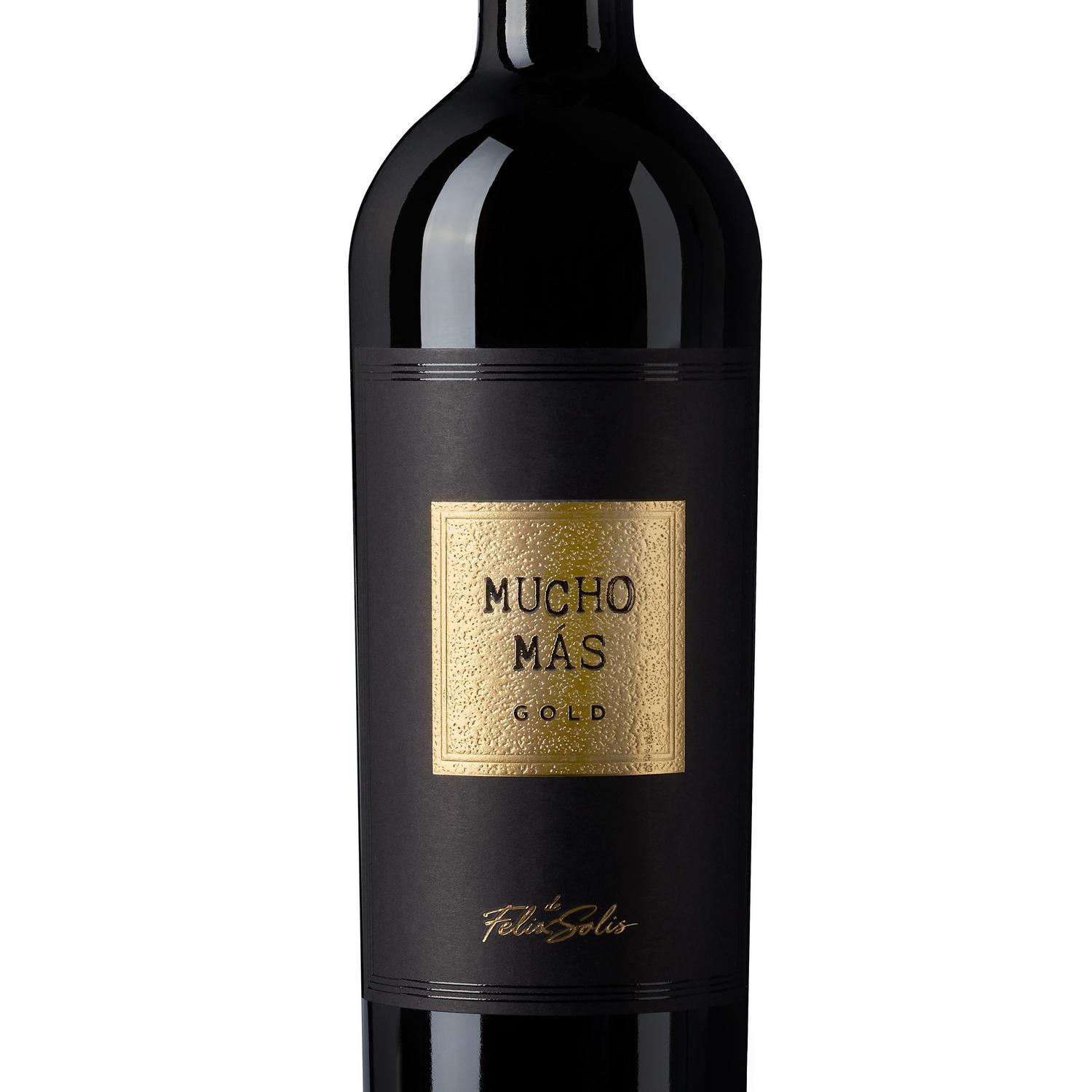 Vino tinto roble tempranillo Mucho Mas Gold 75 cl.