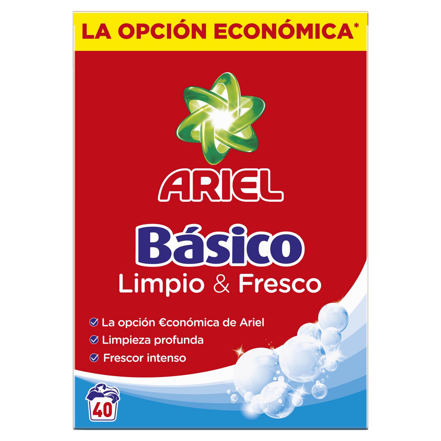 Detergente en polvo básico Ariel 40 lavados.