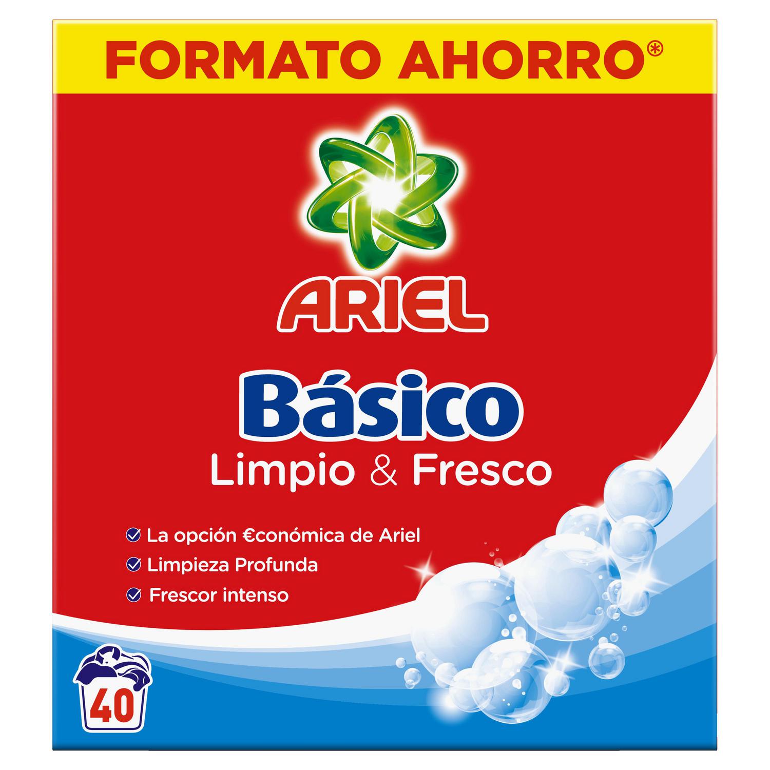Detergente en polvo básico Ariel 40 lavados.