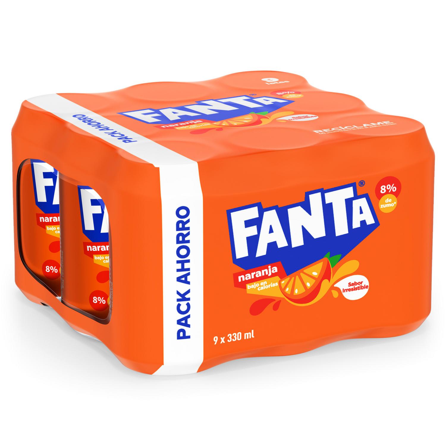 Fanta de naranja pack 9 latas 33 cl.