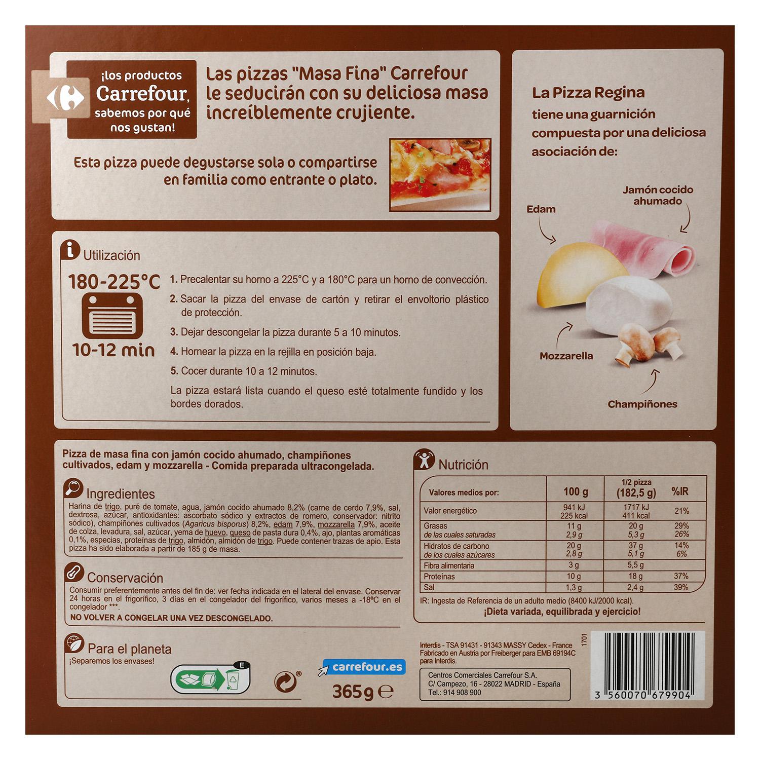 Pizza regina Carrefour 365 g.