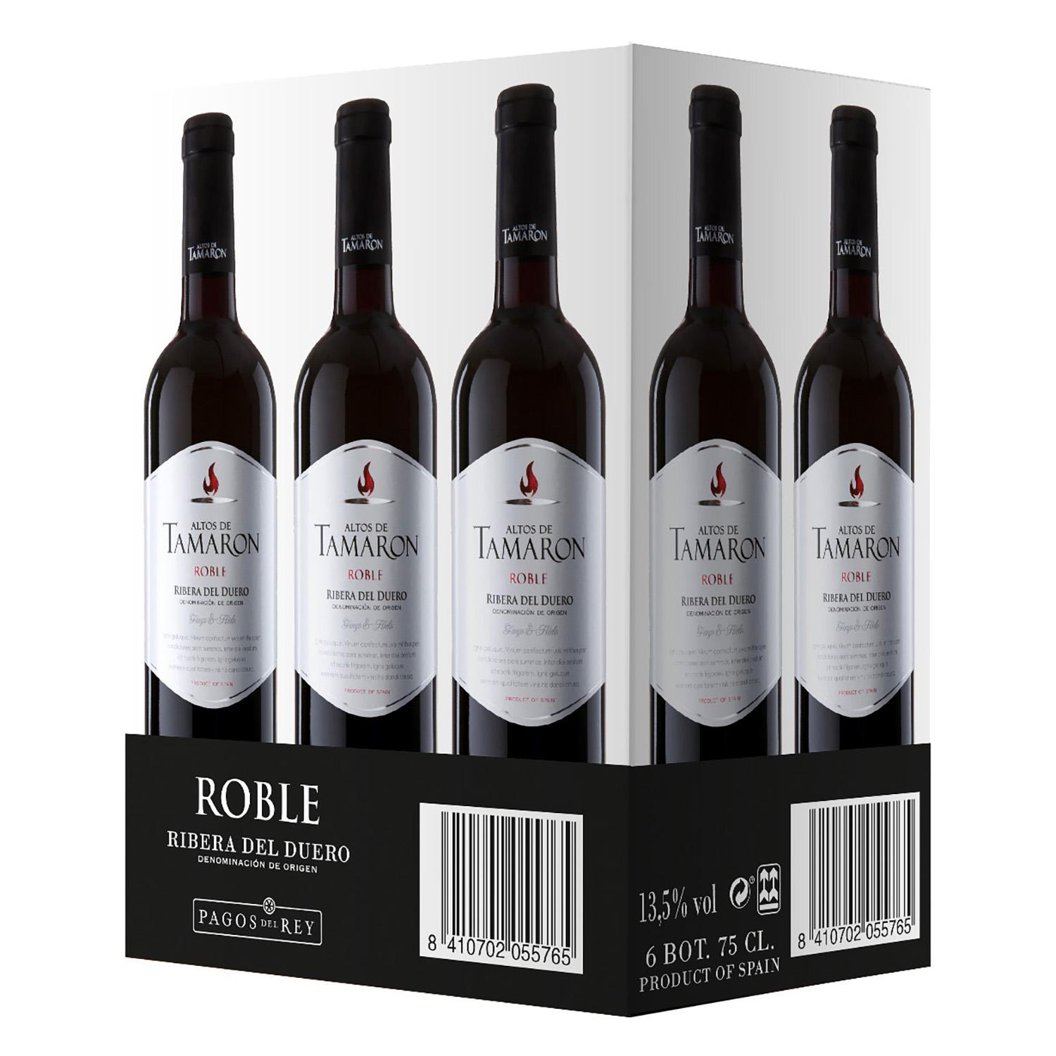 Caja de 6 botellas de vino tinto roble Altos de Tamaron D.O. Ribera del Duero 75 cl.