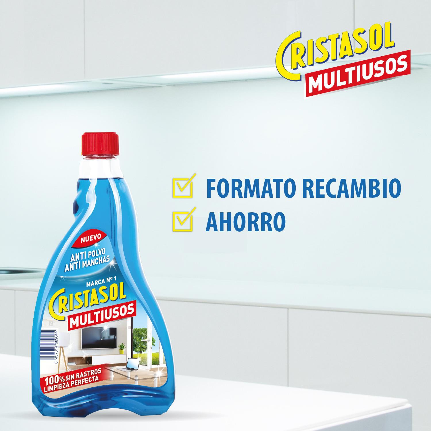 Limpiador multiusos con efecto anti-polvo recambio Cristasol 750 ml.