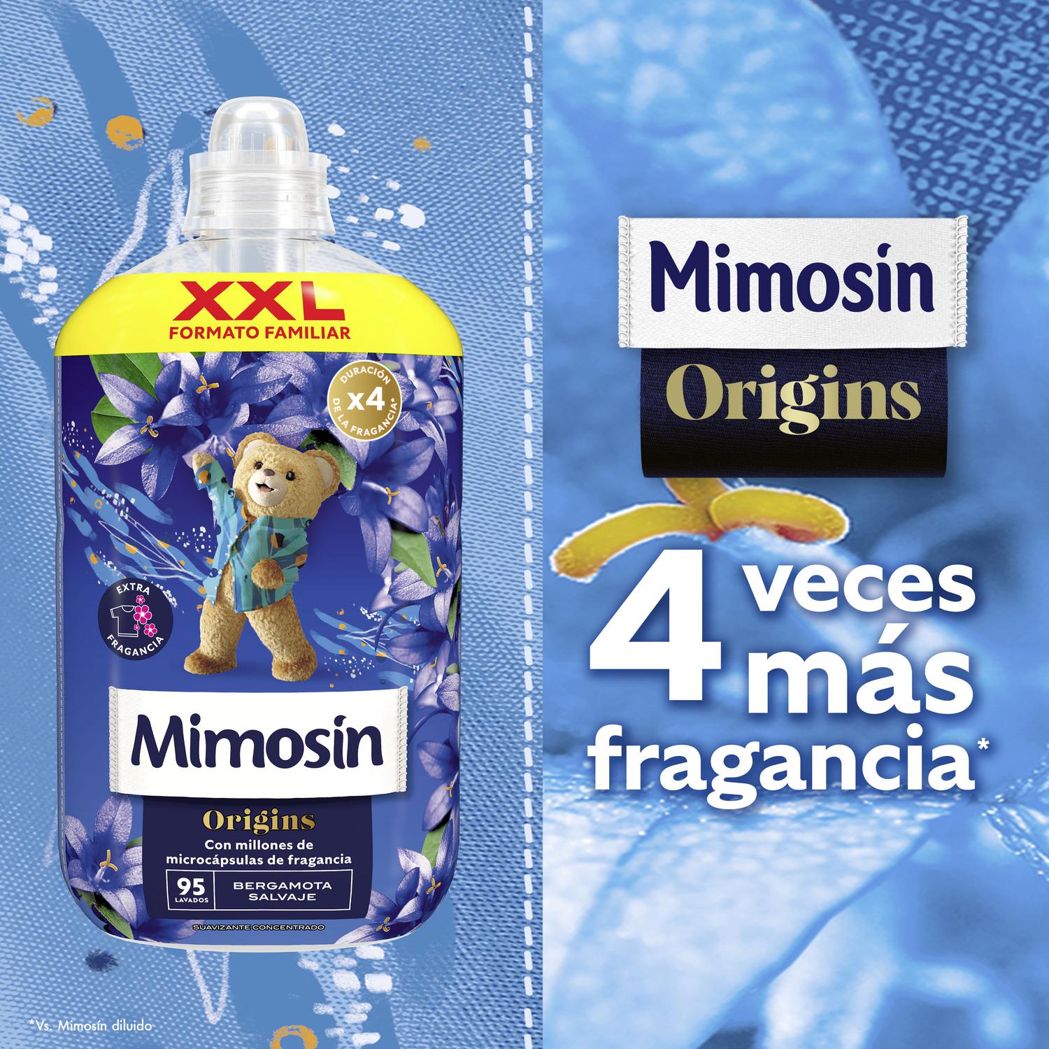 Suavizante concentrado bergamota salvaje Origins Mimosín 95 lavados.