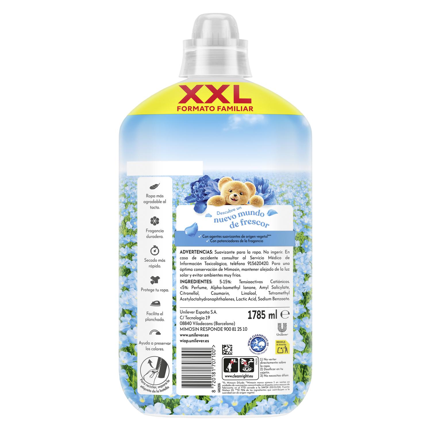 Suavizante concentrado azul vital Mimosín 105 lavados.