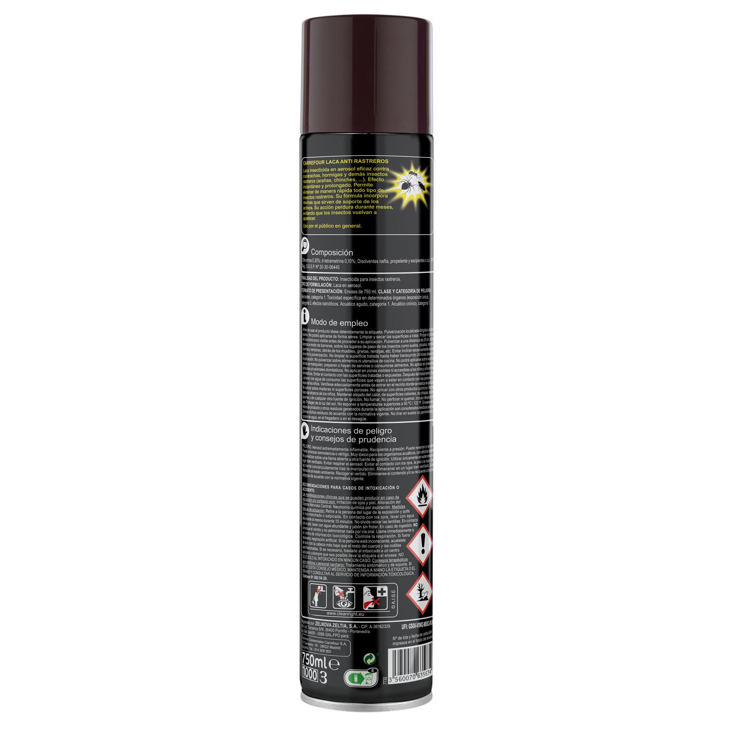 Insecticida antirrastreros laca Carrefour 750 ml.