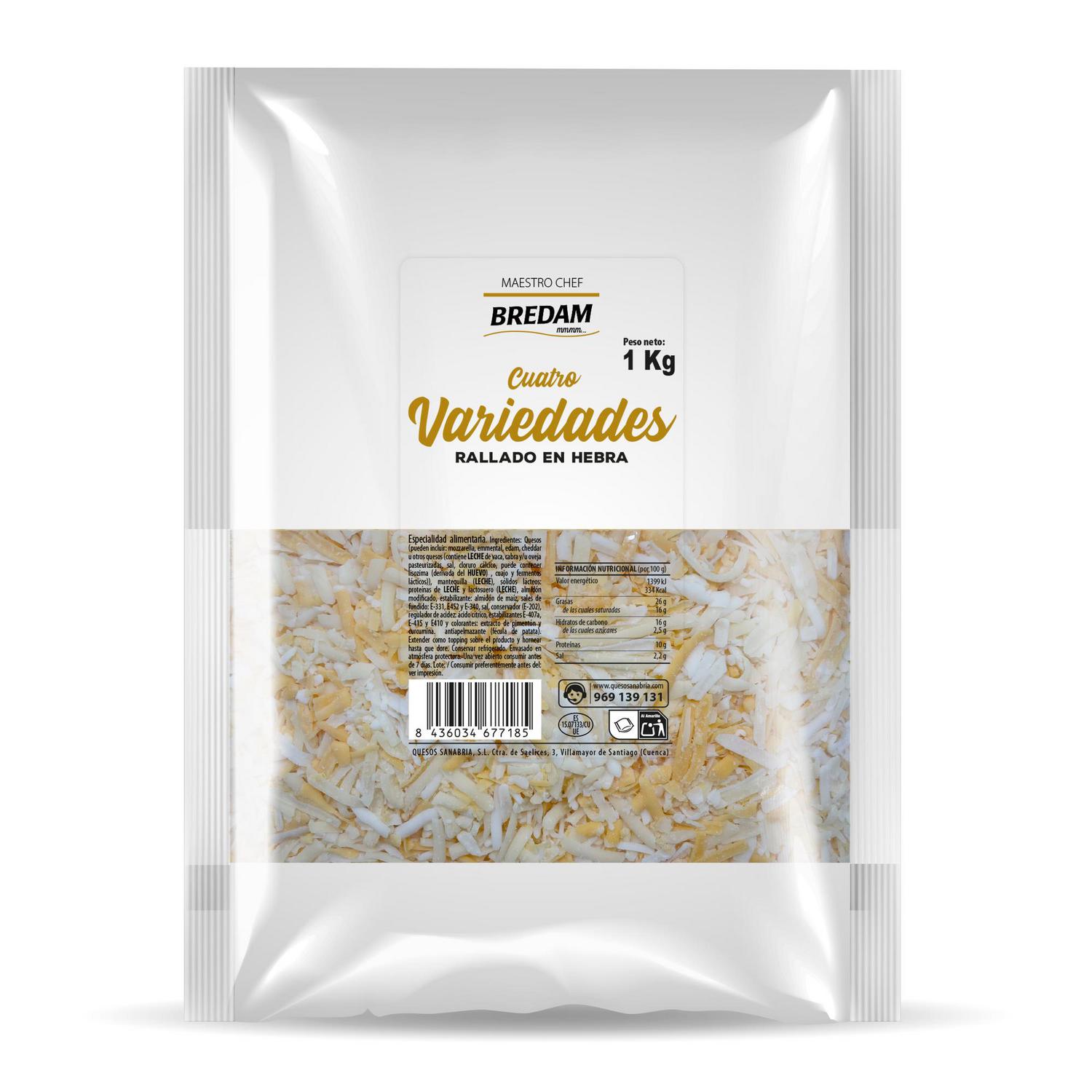 Queso rallado cuatro variedades Bredam 1 kg