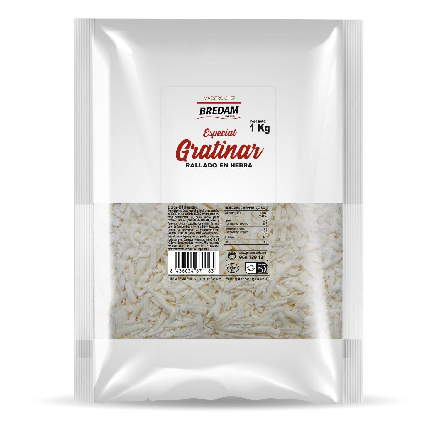 Queso rallado para gratinar Bredam 1 kg