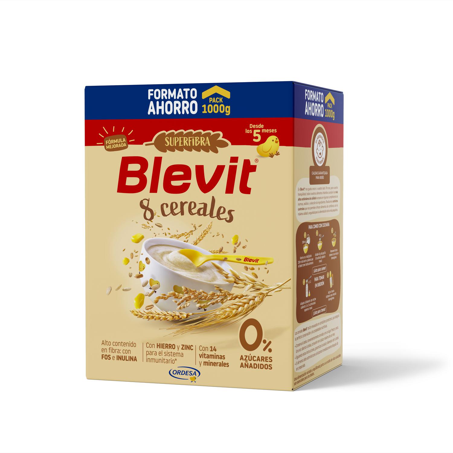 Papilla infantil Belvit 8 cereales desde 5 meses sin azúcar añadido 1000 g.