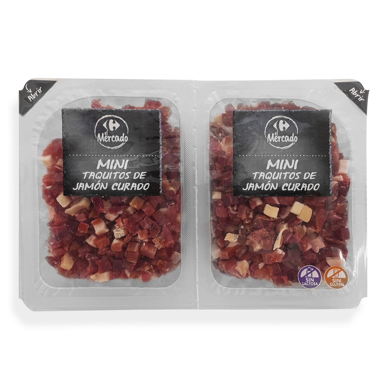 Mini taquitos de jamón curado Carrefour El Mercado sin gluten y sin lactosa pack de 2 unidades de 90 g