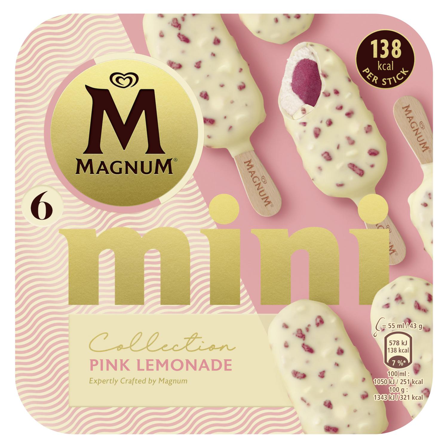Mini bombón helado sabor pink lemonade Euphoria Magnun 6 ud.