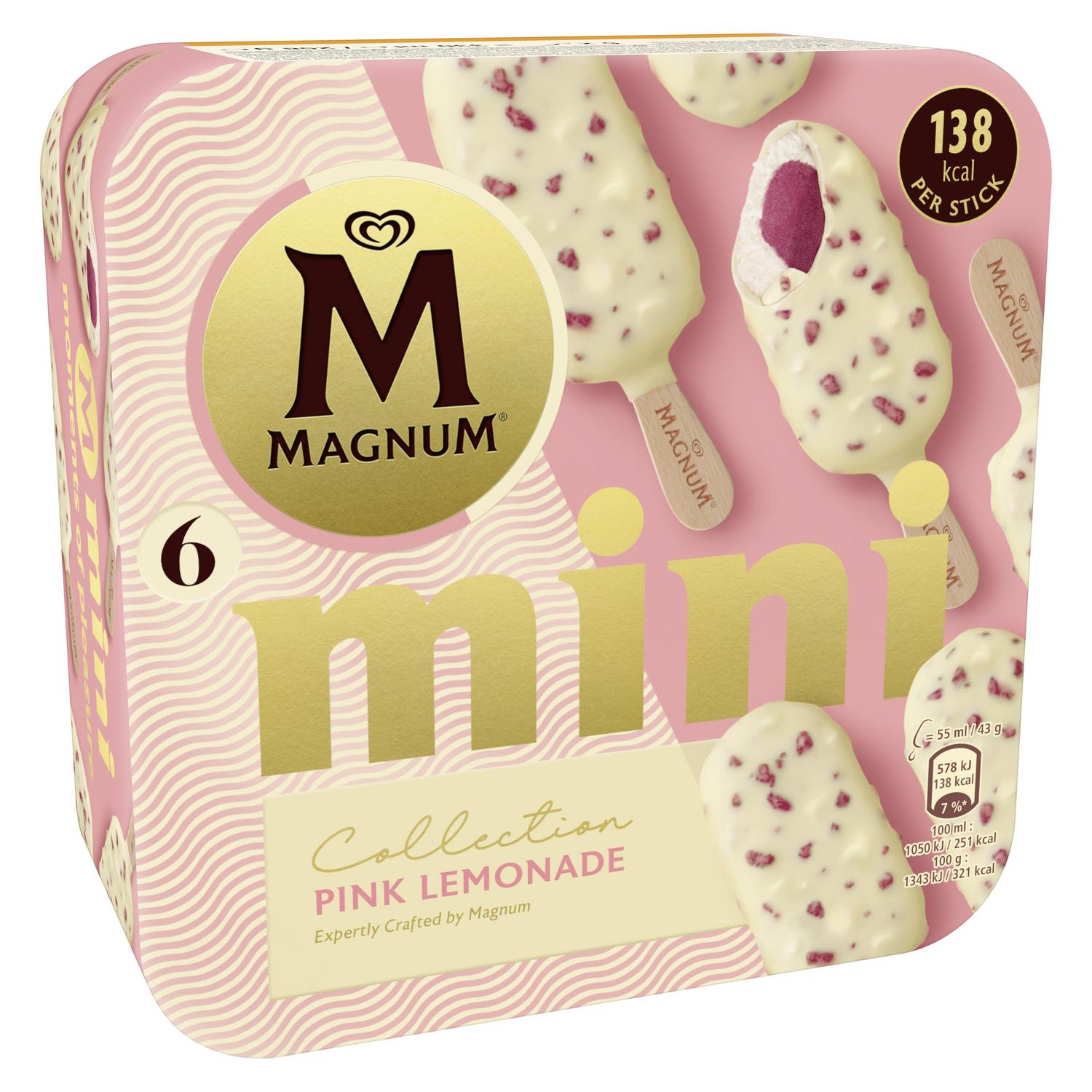 Mini bombón helado sabor pink lemonade Euphoria Magnun 6 ud.