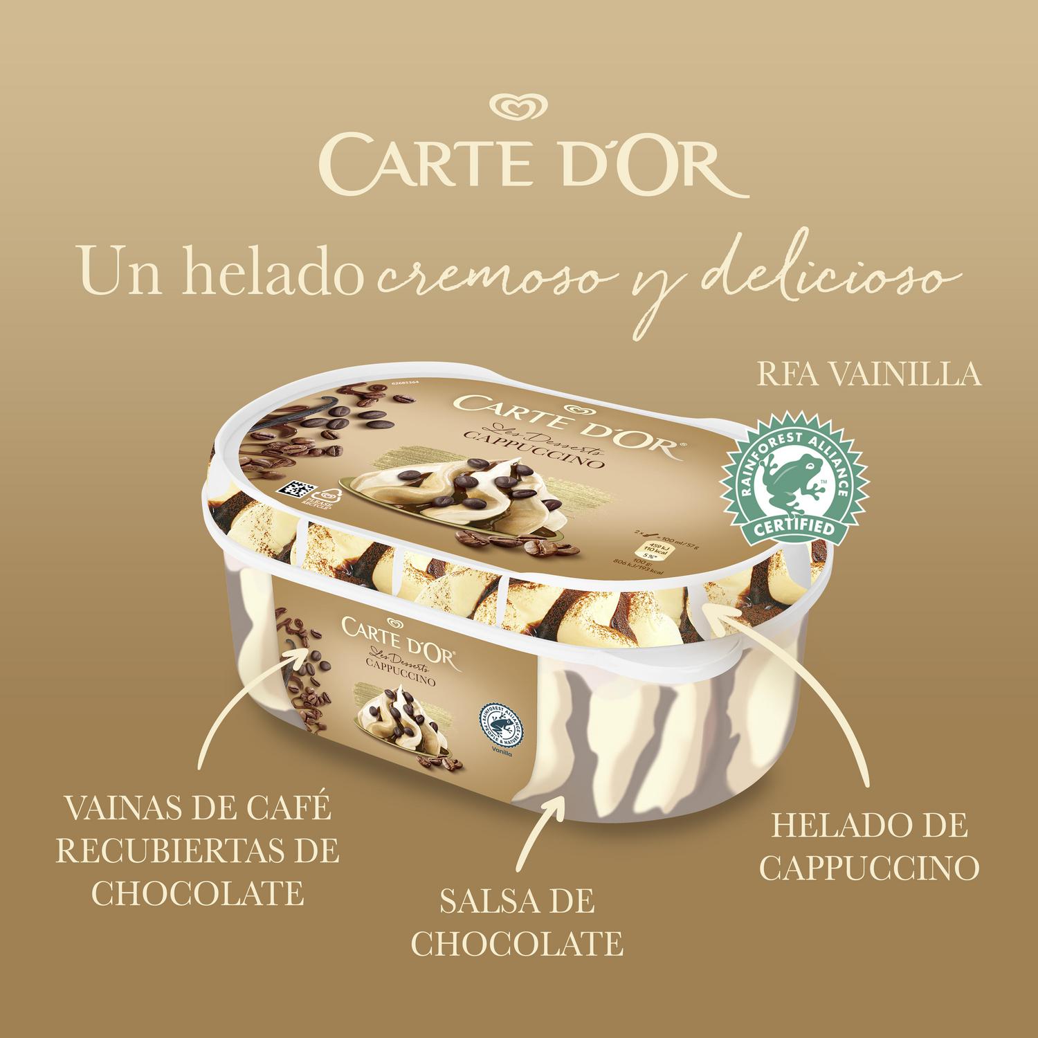 Helado de cappuccino Les Desserts Carte d'Or 825 ml.