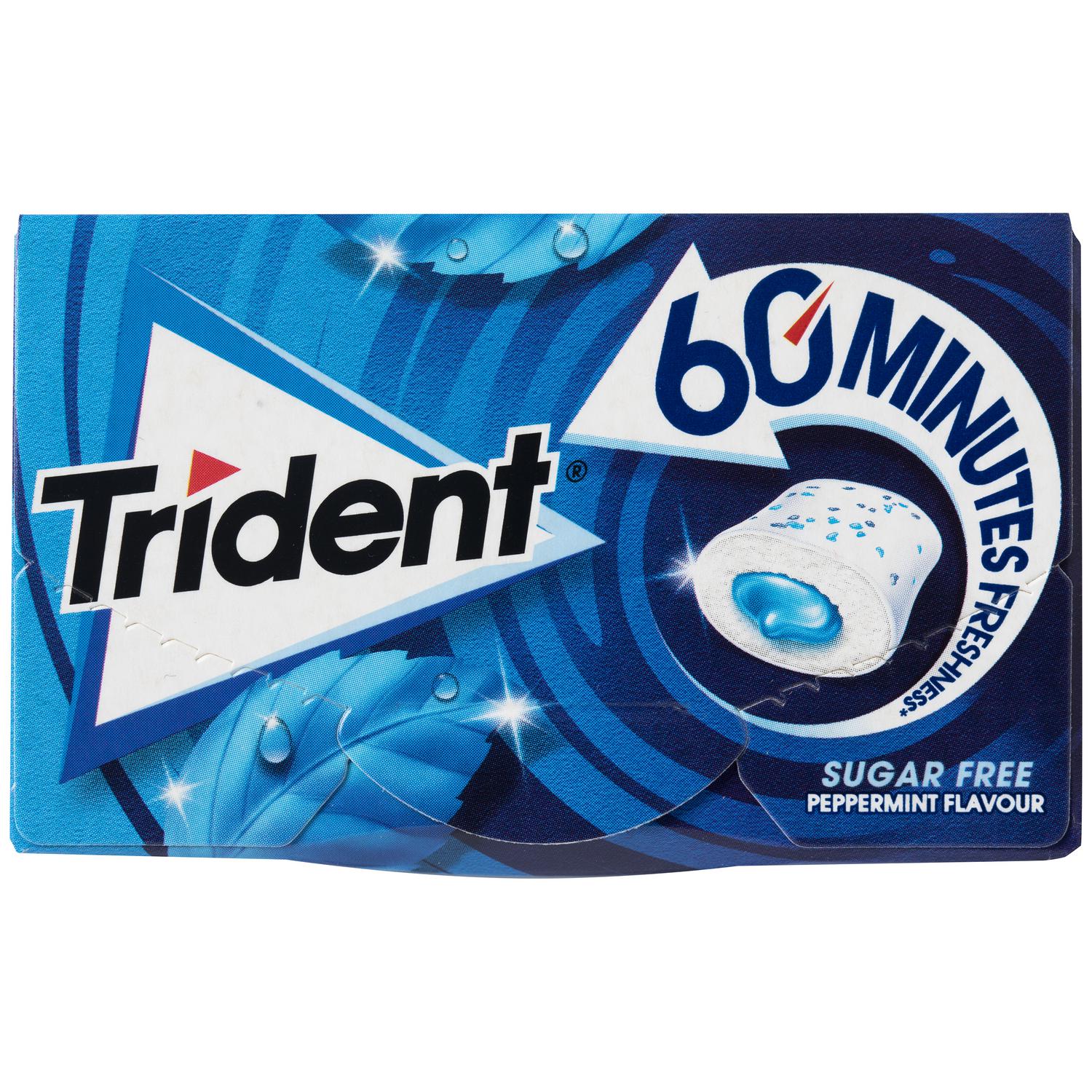 Chicles sabor menta Trident 60 minutos sin azúcar 22 g.
