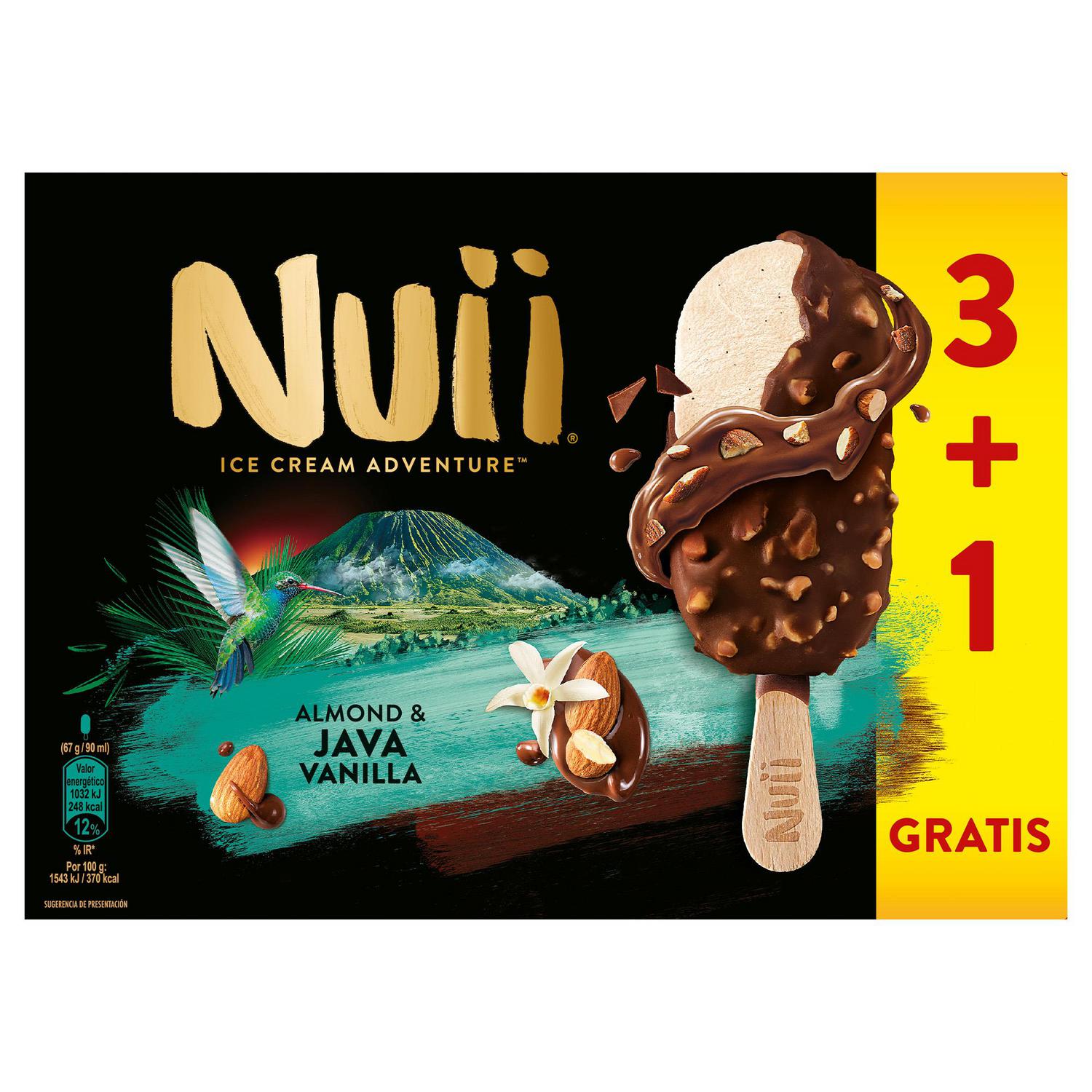 Helado Bombón almendrado con vainilla de Java Nuii sin gluten 4 ud.