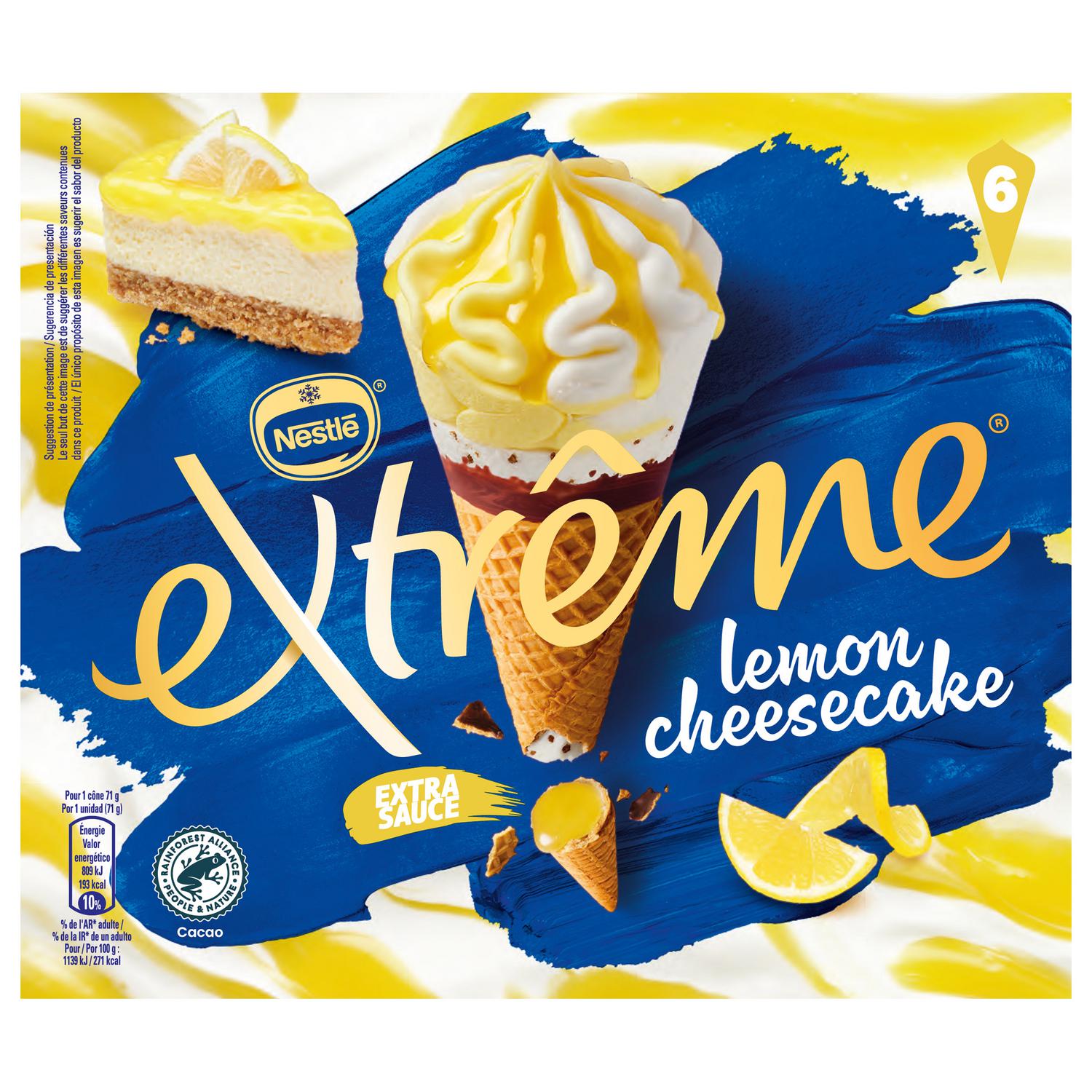 Helado Cono Extreme Explosión Lemon Cheesecake Nestlé 6 ud.