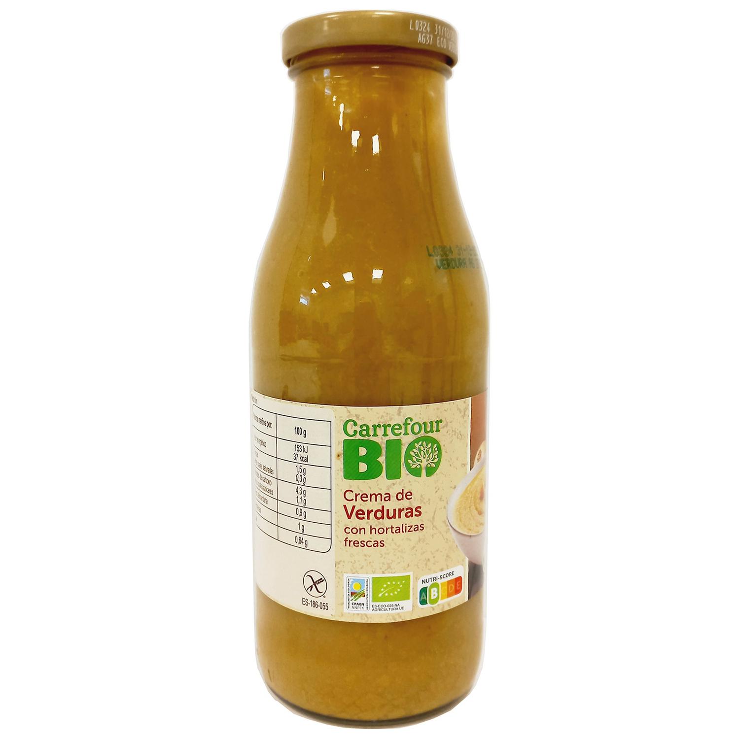Crema de verduras ecológica Carrefour Bio sin gluten 500 ml.