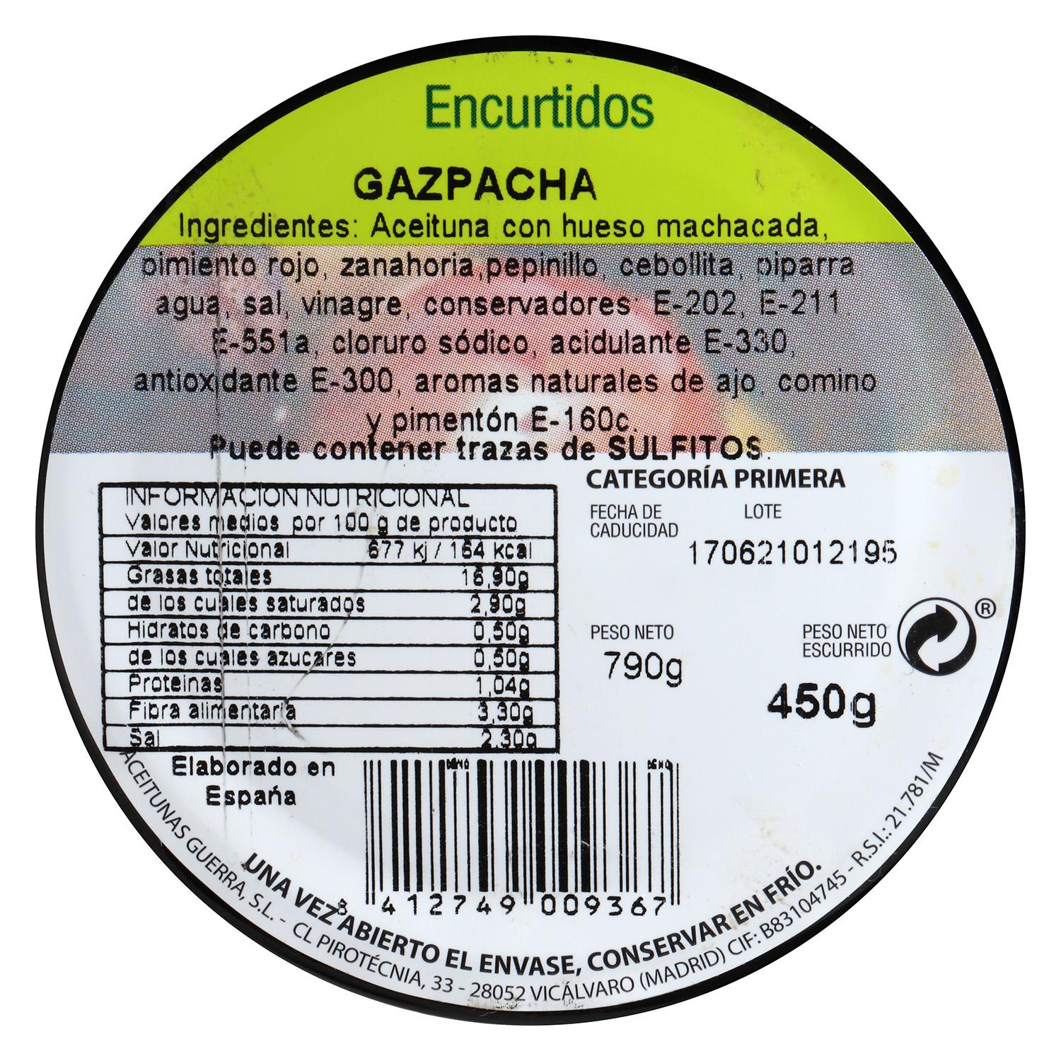 Aceituna Gazpacha Aperitivo 450 g