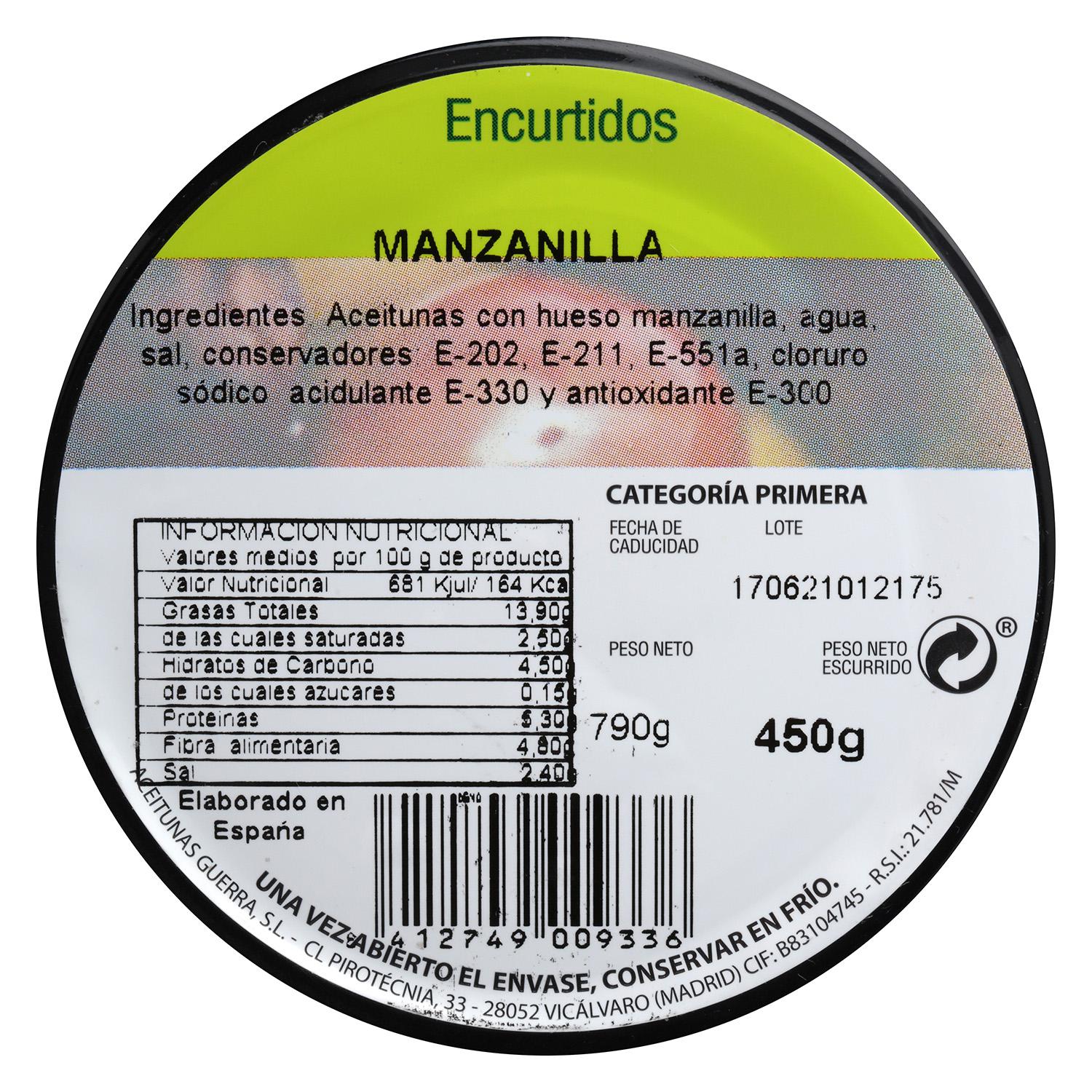 Aceitunas manzanilla Aperitivo 450 g