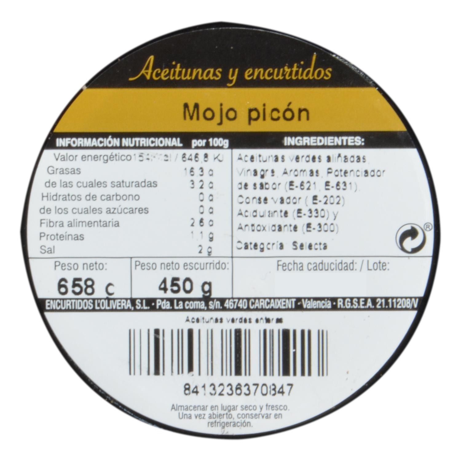 Aceituna mojo picón tarro 450 g