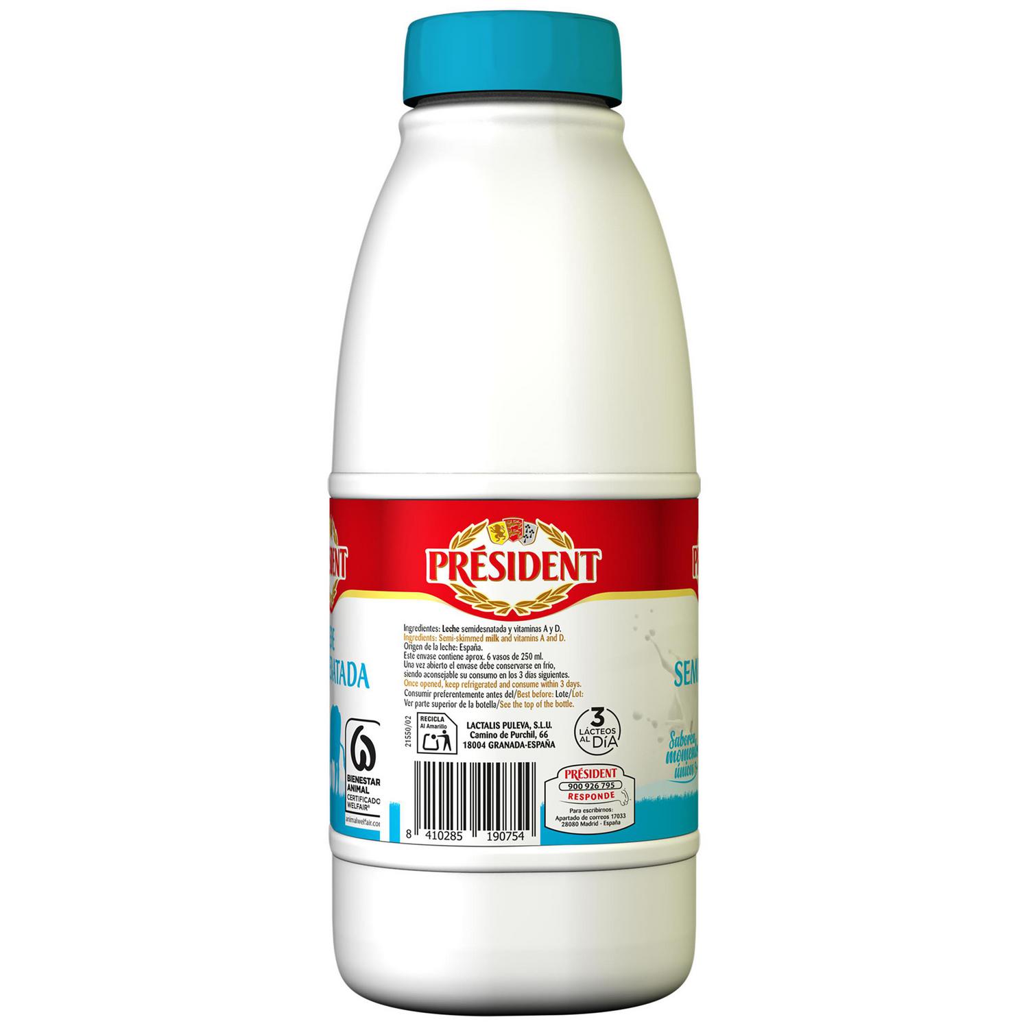 Leche semidesnatada Président botella 1,5 l.