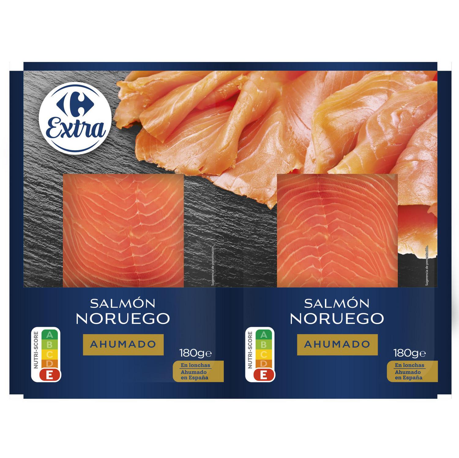 Salmón ahumado noruego Carrefour Extra pack de 2 unidades de 180 g.