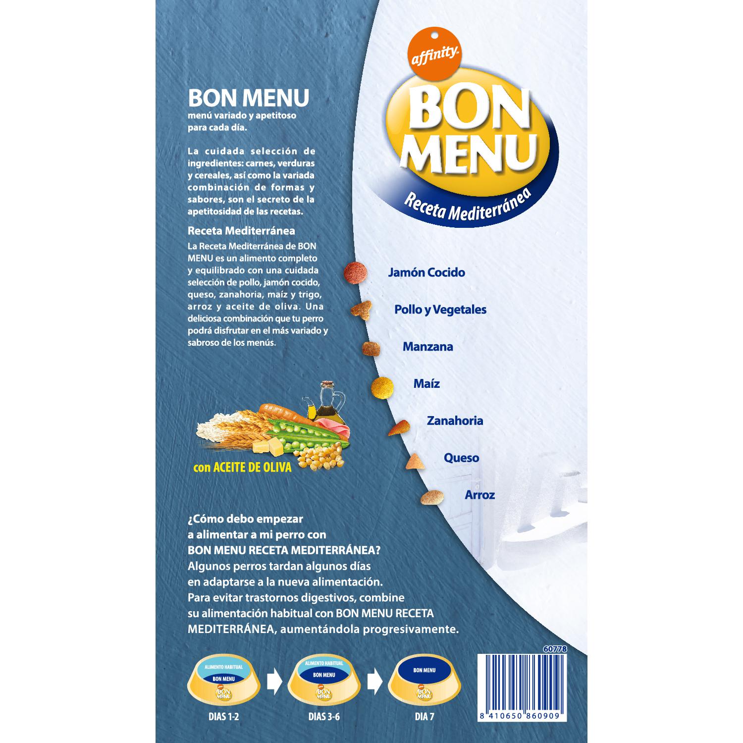 Pienso para perro adulto Bon Menú receta mediterránea 10 Kg.