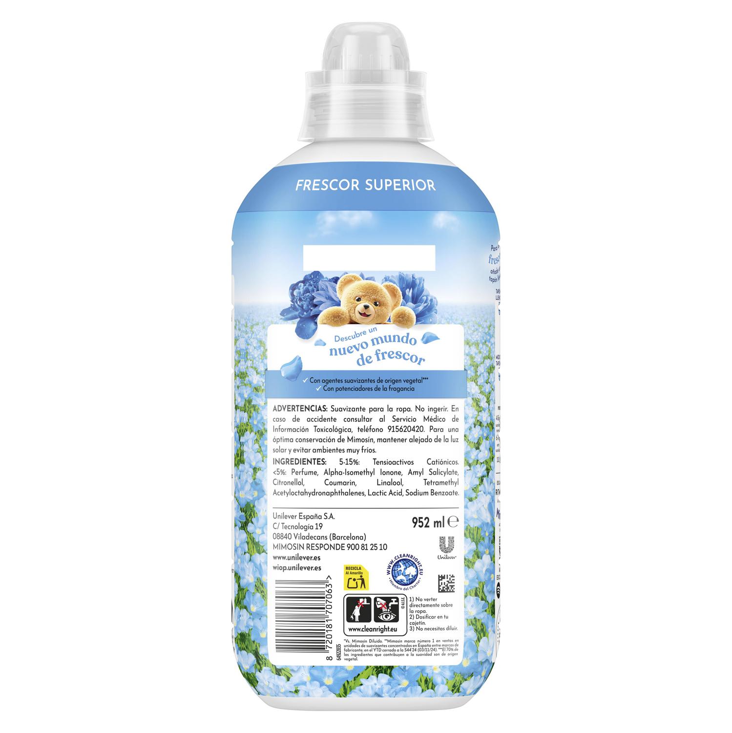 Suavizante concentrado azul vital Mimosín 56 lavados.