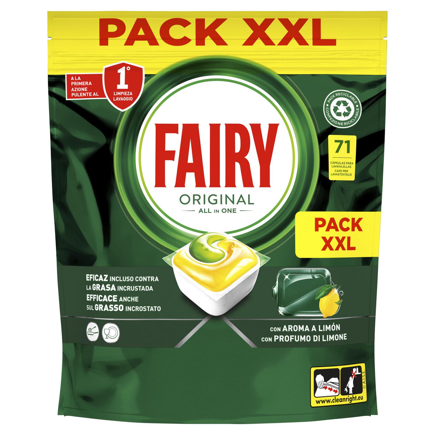 Lavavajillas a máquina en capsulas original aroma limón todo en uno Fairy 71 ud.