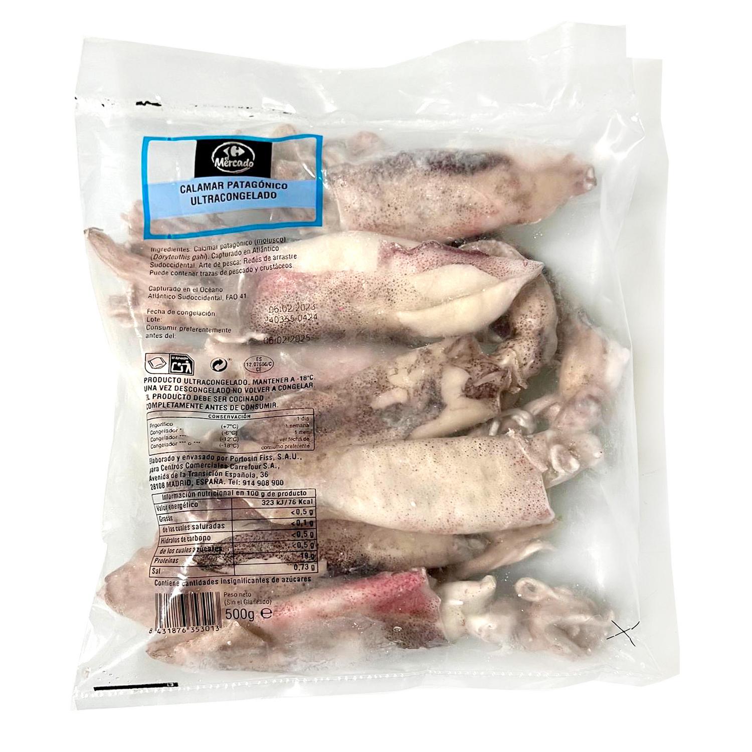 Calamar patagónico Carrefour el Mercado 500 g