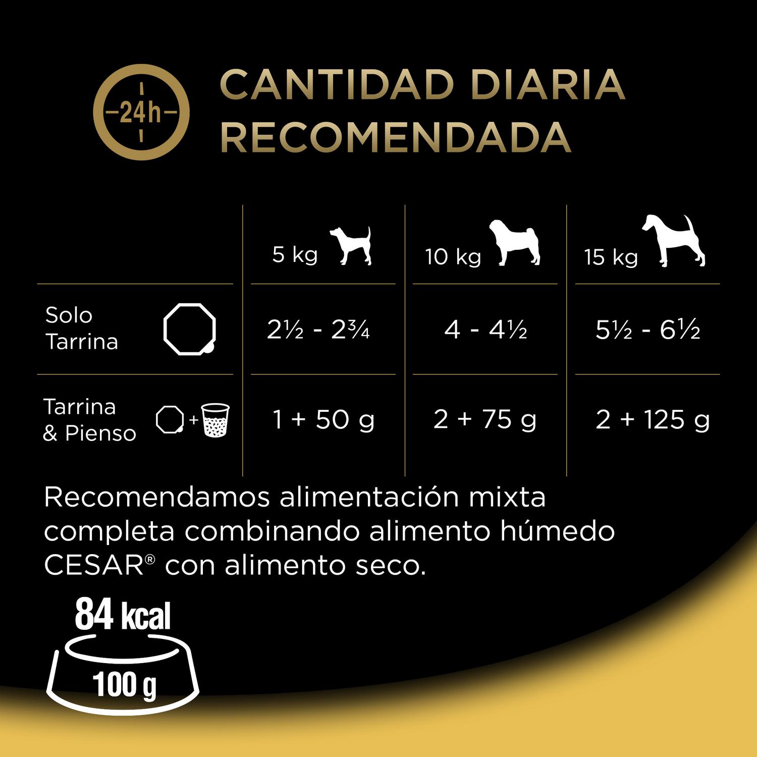 Comida húmeda selección recetas campesinas para perro Cesar pack de 4 unidades de 150 g.