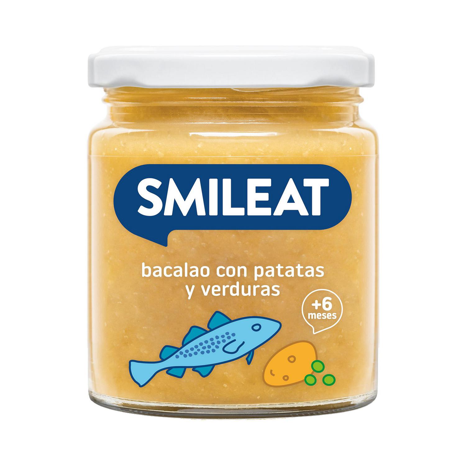 Tarrito de bacalao con patatas y verduras desde 6 meses ecológico Smileat 230 g.